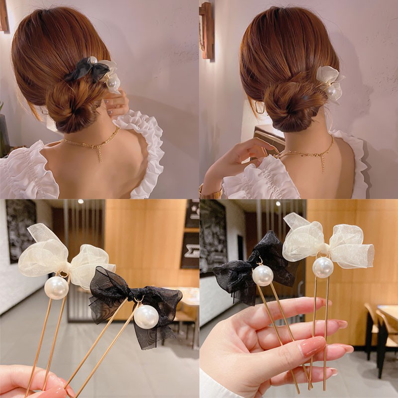 Kẹp tóc đính nơ ren kiểu hàn quốc xinh xắn cho nữ