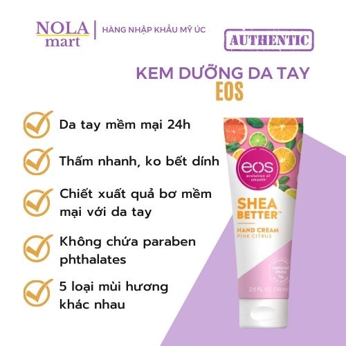Kem dưỡng da tay EOS Mỹ chiết xuất quả bơ mềm mịn và dưỡng ẩm hiệu quả