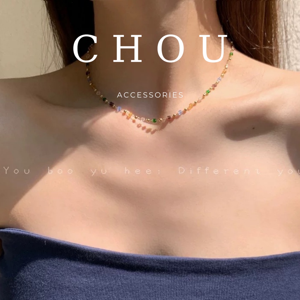 Dây Chuyền, Vòng Cổ Đính Hạt Nhiều Màu | CHOU ACCESSORIES |