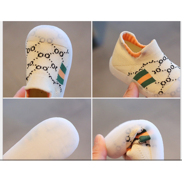 Hàng Quảng châu_Giày tập đi, Giày bún len họa tiết vải lưới êm mềm cho bé tập đi từ 0 đến 2 tuổi