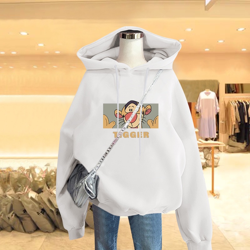 Áo hoodie dài tay in họa tiết độc đáo dáng rộng hợp thời trang phong cách Hàn Quốc