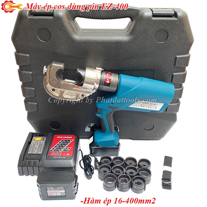 Máy ép cos thủy lực chạy pin EZ400-Hàm ép lớn từ 16-400mm2-Bảo hành 6 tháng
