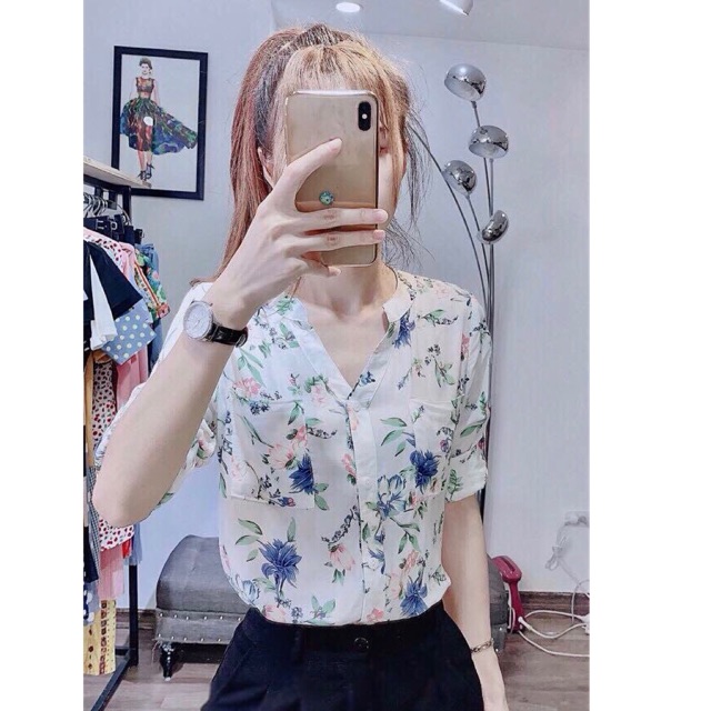 XẢ LÔ SƠ MI HOA LANH LỤA DÀI TAY