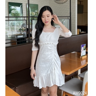 Đầm cổ vuông Nữ đuôi cá rút dây OvanMade AM9024