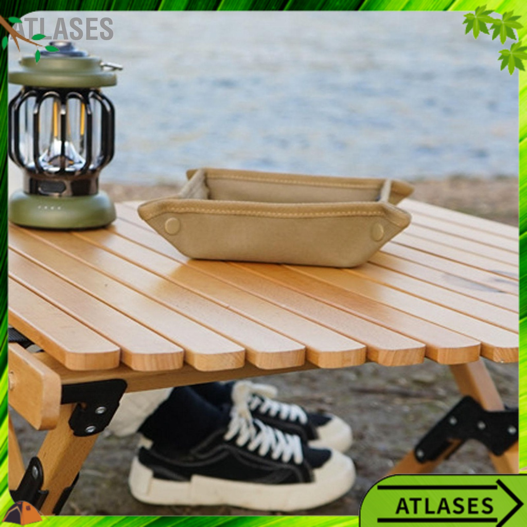 Cắm Trại Để Bàn Tổ Chức Vuông Kaki Gấp Di Động Đồ Lặt Vặt Khay Hộp Cho Du Lịch Ngoài Trời Atlases~