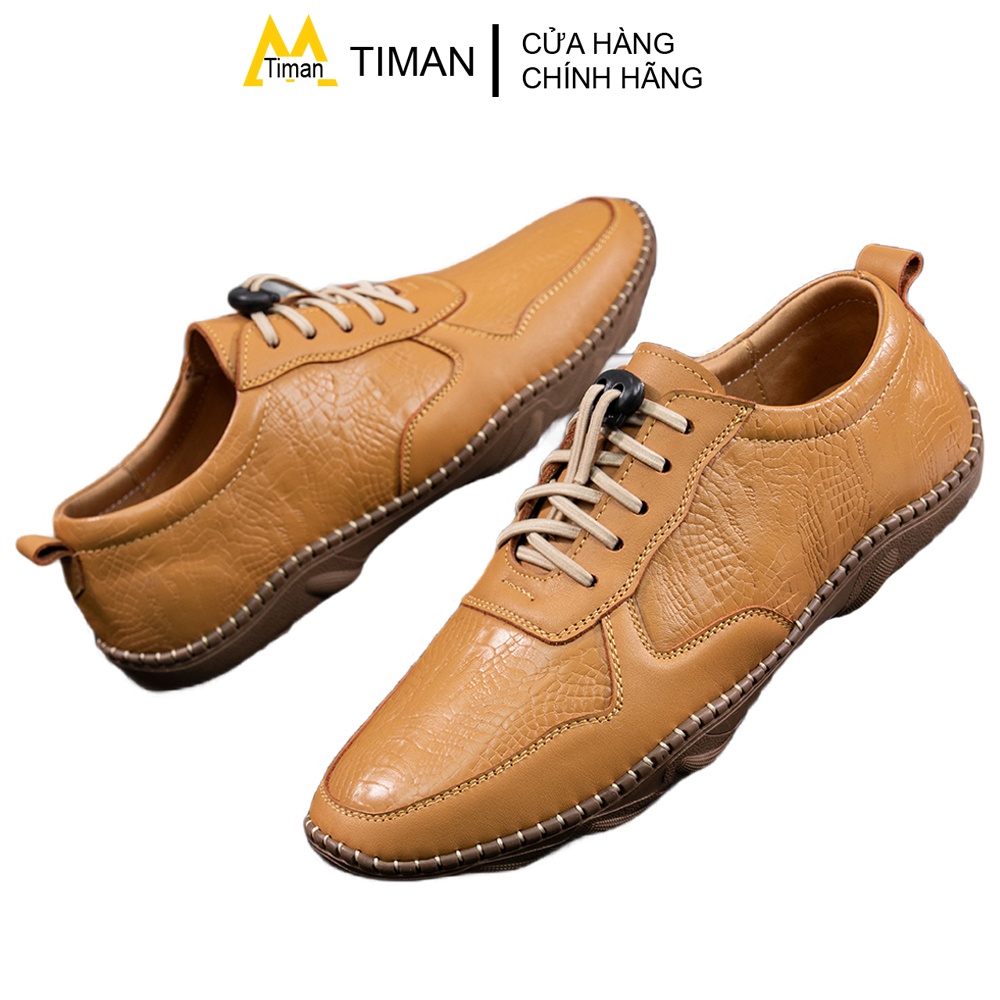 Giày da nam cột dây da thật TIMAN CA33 bền bĩ chính hãng thời trang bảo hành 5 năm
