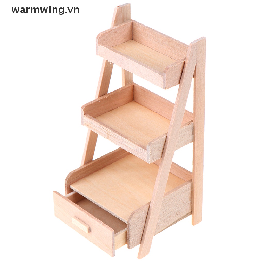 Kệ Gỗ Đứng Mini Để Chậu Hoa Trang Trí Nhà Búp Bê Tỉ Lệ 1: 12