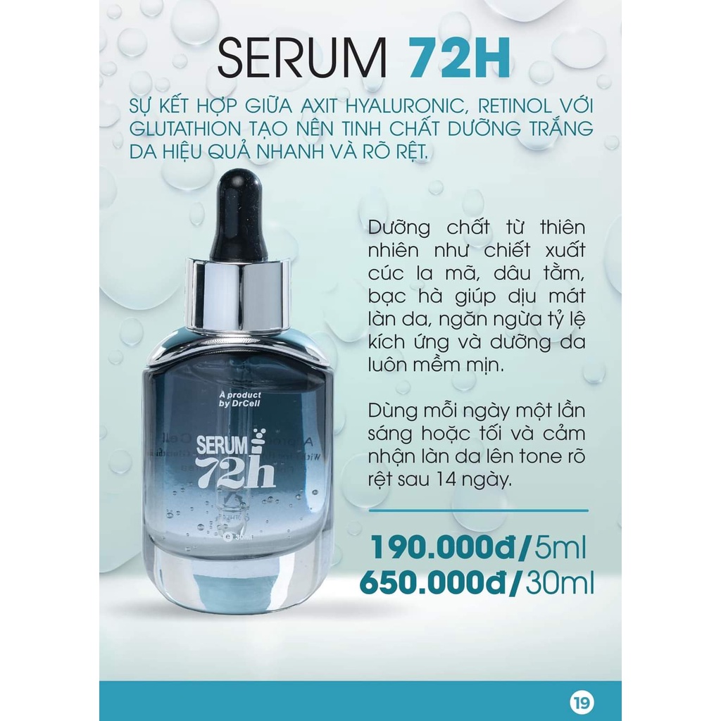 Serum Truyền Trắng 72h Dưỡng Ẩm, Ngăn Ngừa Lão Hóa Mờ Thâm Nám Dr cell Lọ 30ml - CL07