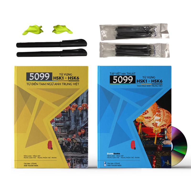 Sách - Combo: Tập Viết Ma Thuật 5099 Từ Vựng HSK1 - HSK6 + 5099 từ vựng HSK1 – HSK6 + DVD nghe