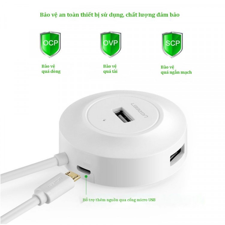 Bộ chia Hub 4 cổng USB 2.0 tiện lợi Ugreen 20277 20270 - Hàng Chính Hãng