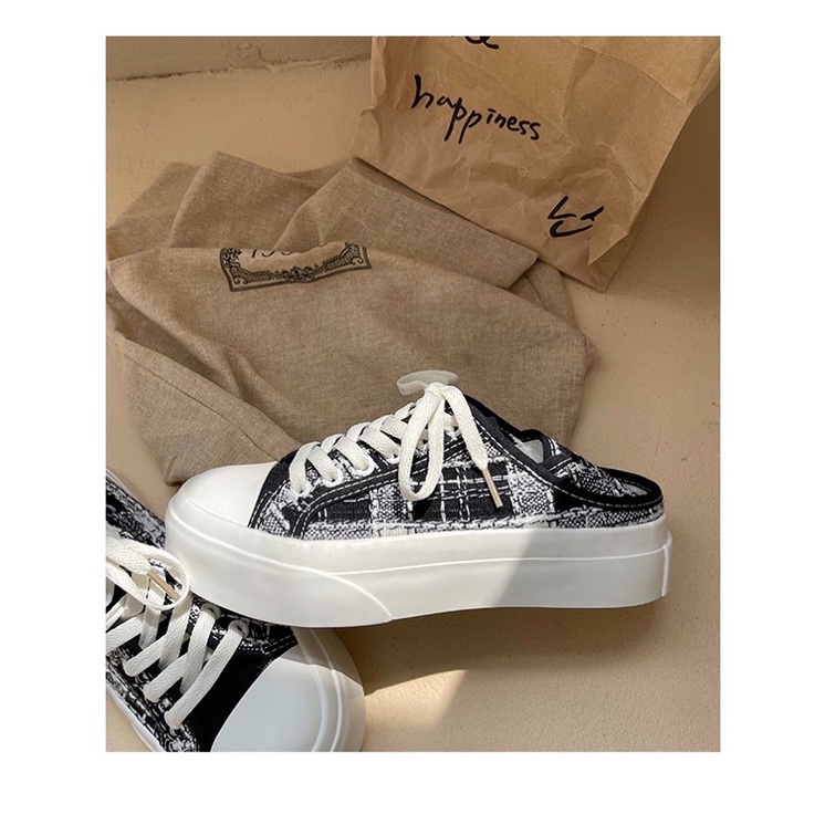 Giày thể thao đế bánh mì đeo 2 kiểu, giày đạp gót đế cao 3p