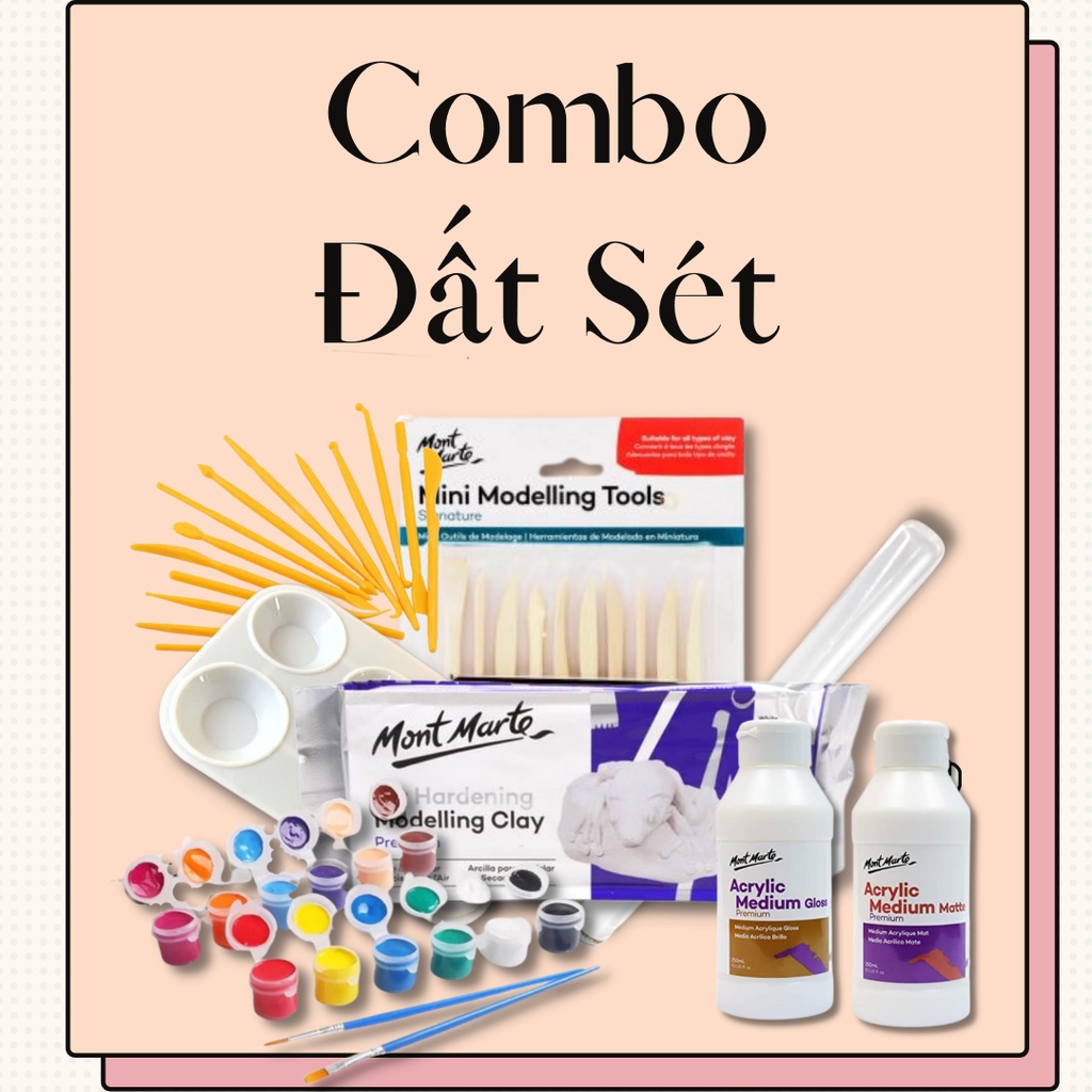 Combo Đất sét tự khô Montmarte và dụng cụ tạo hình chính hãng làm đồ handmade, trang sức, móc khóa