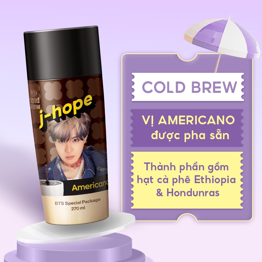 Cà phê Cold Brew vị Americano Coffee Hy Healthy & Beauty Phiên Bản Thành Viên BTS 270ml