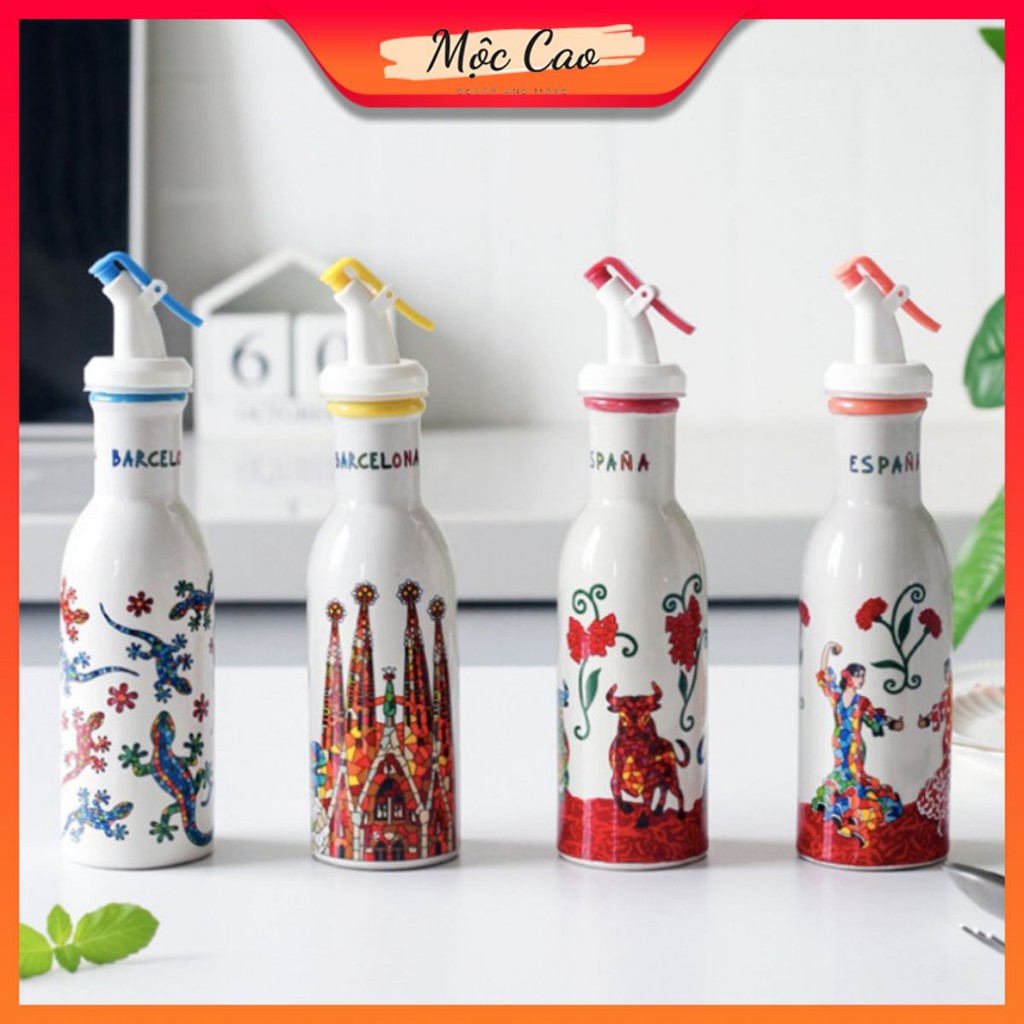 Chai đựng dầu ăn, chai sứ 100ml đựng dầu ăn, nước tương, nước mắm tiện dụng cho phòng ăn Phong cách châu Âu