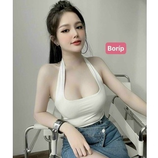 Áo yếm đeo cổ trơn kiểu dáng croptop cực hot , chất thun bozip mềm mịn ( ảnh thật )
