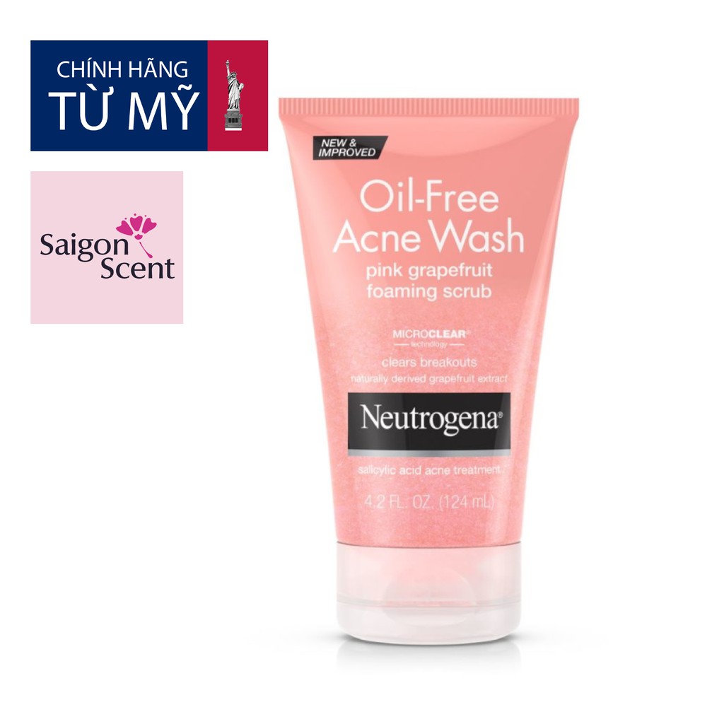 Sữa Rửa Mặt Neutrogena Oil-Free Acne Wash Pink Grapefruit Scrub (124ml)