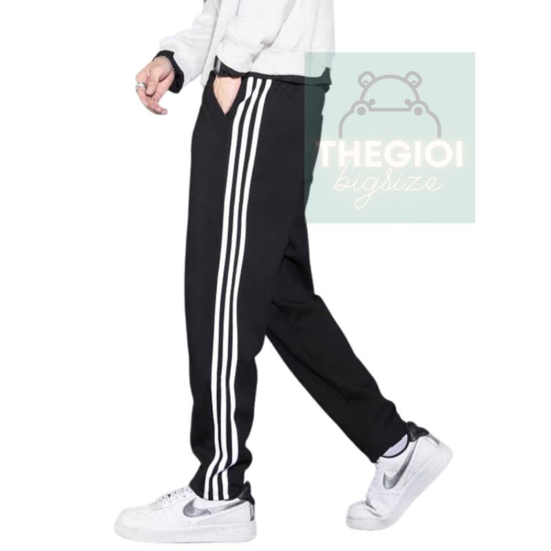 Quần jogger 3 sọc ống suông bigsize unisex nam nữ 40kg - 97kg