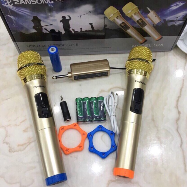 Bộ đôi Micro karaoke Zansong S28+ full phụ kiện (kèm clip)+ bảo hành 6 tháng