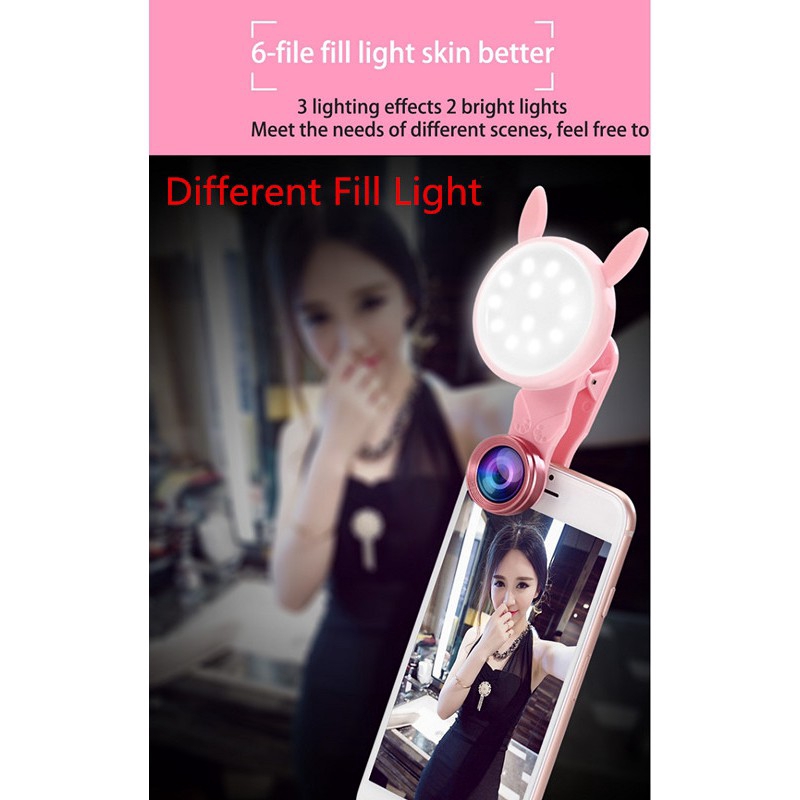 ZZMA Clip Selfie Light LED Selfie Flash Light Vẻ đẹp ống kính macro góc rộng