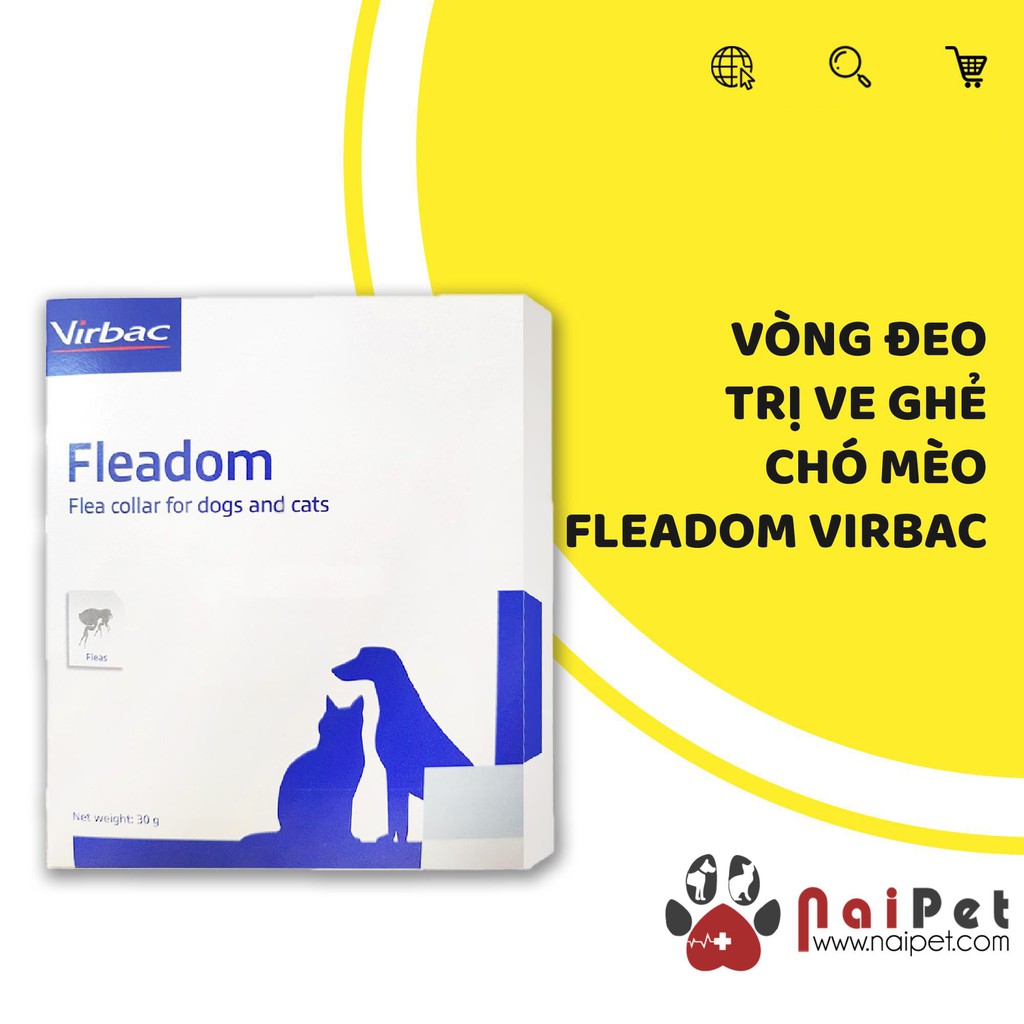 Vòng Cổ Chống Rận Ngăn Ngừa Và Diệt Ve Rận Bọ Chét Cho Chó Mèo Fleadom Virbac