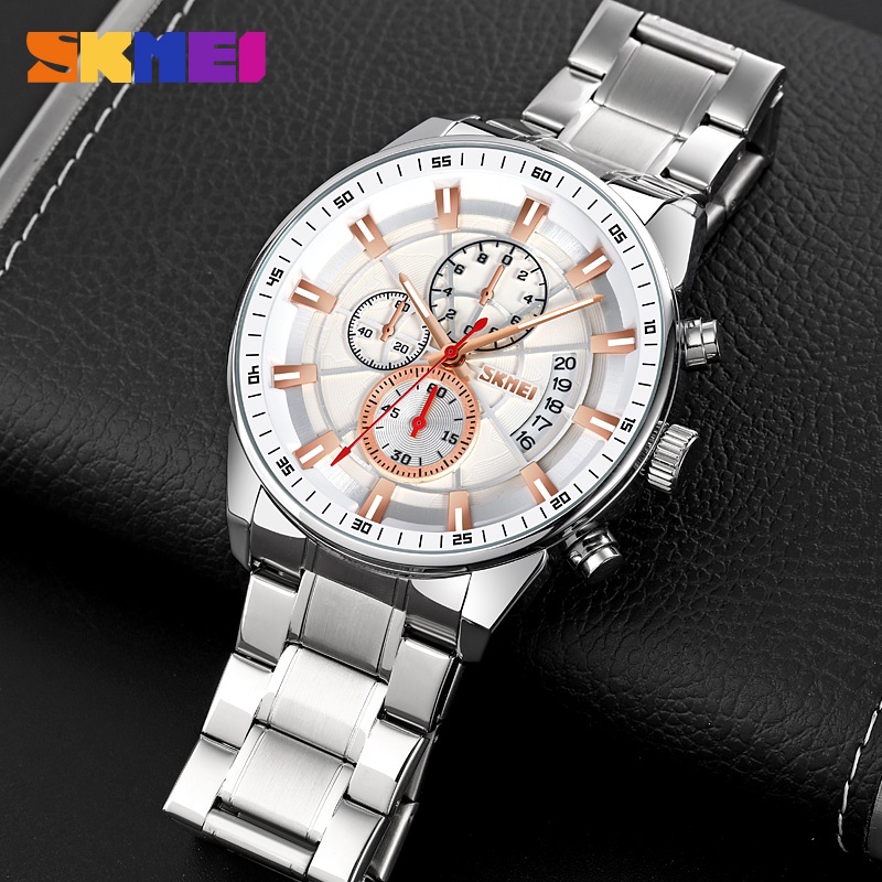 Đồng Hồ Quartz Chronograph Đa Năng Chống Thấm Nước Chất Liệu Thép Không Gỉ 9285 SKMEI