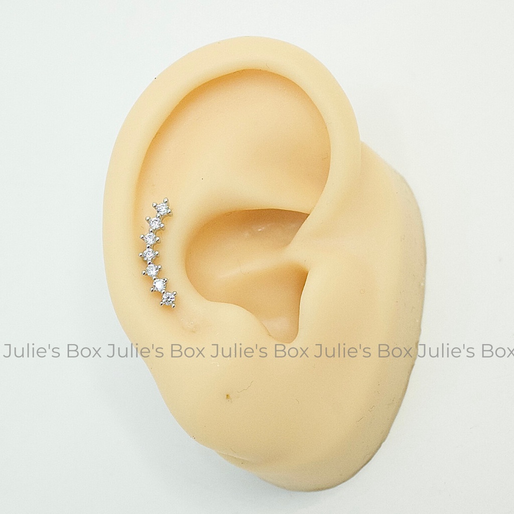 Khuyên Tai Vành 7 Đá Tai Xỏ Nam Nữ Hình Unisex Titanium Không Đen Không Ngứa Không Dị Ứng julies box