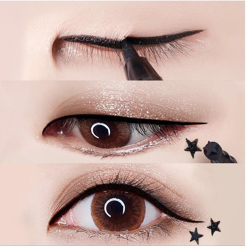 Bút kẻ mắt nước hai đầu màu đen chống thấm nước đầu hình sao/ trái tim