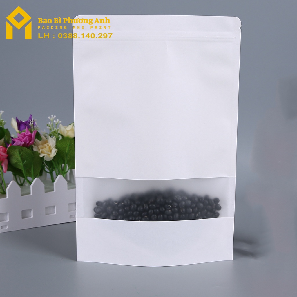 Combo 10 Chiếc Túi Zip Giấy Kraft Trắng 12x20_Bao Bì Phương Anh