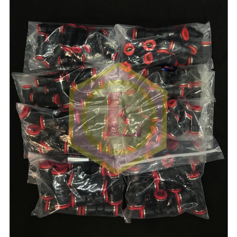 Nối nhanh ống nhựa PU phun sương thẳng cao cấp, đầu nối nhanh dẫn hơi, nước, khí nén, PU Đỏ