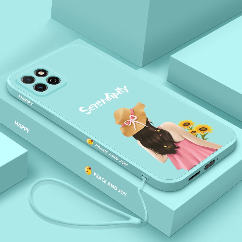 Ốp Điện Thoại Silicon Viền Thẳng In Hình Nhân Vật Có Dây Đeo Cho Redmi 9c 9a 9t