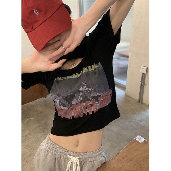 Áo thun nữ ngắn tay in chữ phong cách Hàn Quốc