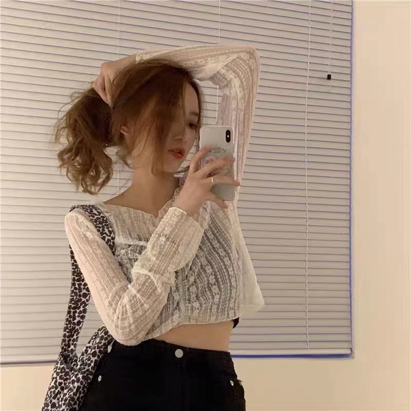 Áo Croptop Tay Dài Chống Nắng Thiết Kế Khoét Quyến Rũ