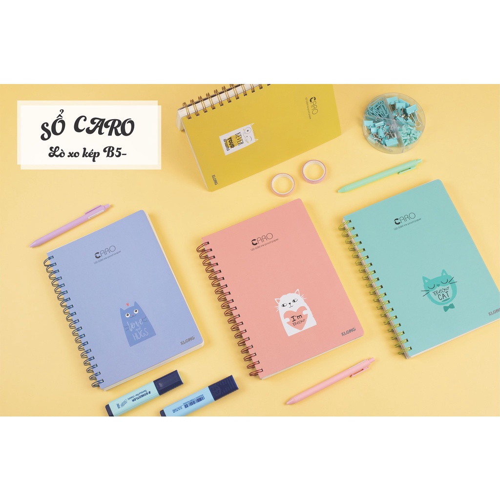 Sổ KLONG B5 CARO 200 trang gáy lò xo kép MS 297