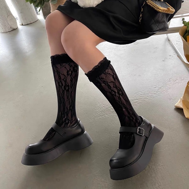Giày búp bê có quai lolita Mary Jane đế cao bánh mì dễ thương ulzzang Nhật Bản [Yannie]