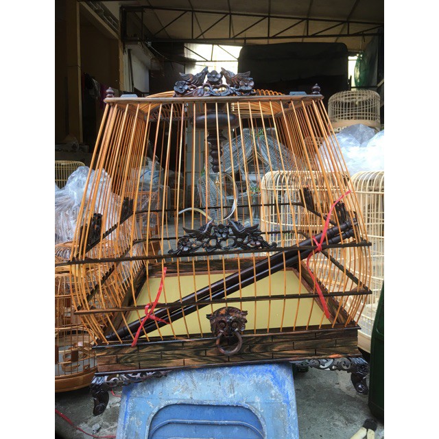 Lồng chim Halosung lồng chào mào vuông Halosung lồng sing chào mào gỗ mun cao cấp LC18