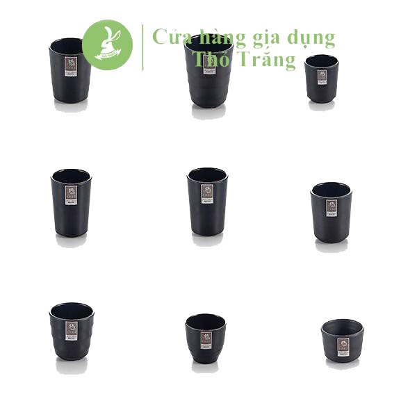 Ly cốc nhựa melamine 100% màu đen nhám cao cấp đủ size