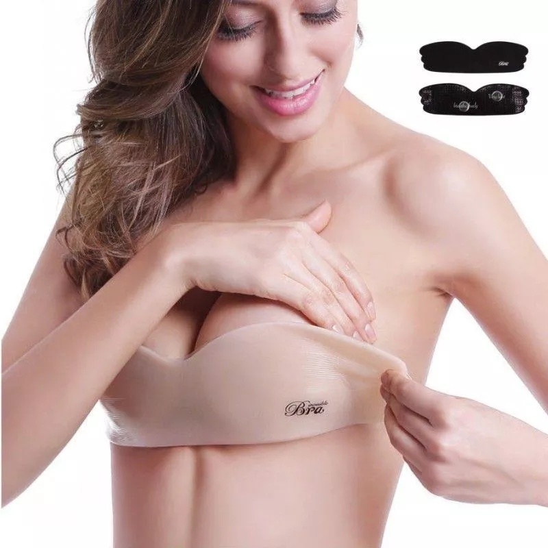 Áo Ngực Dán Silicone Không Dây Nâng Ngực Tàng Hình Màu Trơn Gợi Cảm Cho Nữ