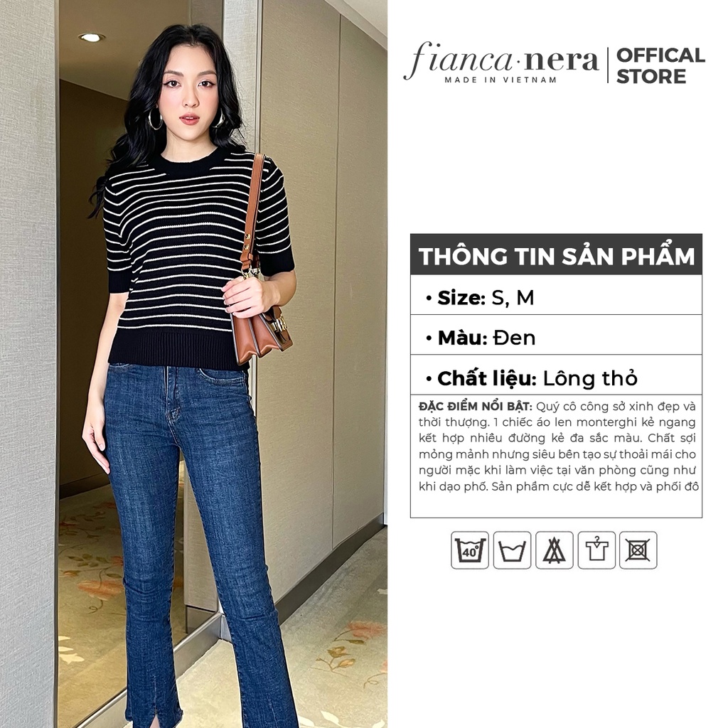 Áo len nữ cổ tròn tay lỡ chất liệu  lông cừu sợi cao cấp FIANCA NERA [ Made in Viet Nam] [6768]