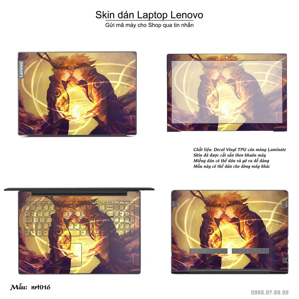 Skin dán Laptop Lenovo in hình Naruto (inbox mã máy cho Shop)