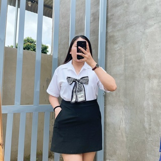 Áo sơ mi nơ bigsize nữ, Áo sơ mi trắng bigsize giành cho nữ SM NO LUA