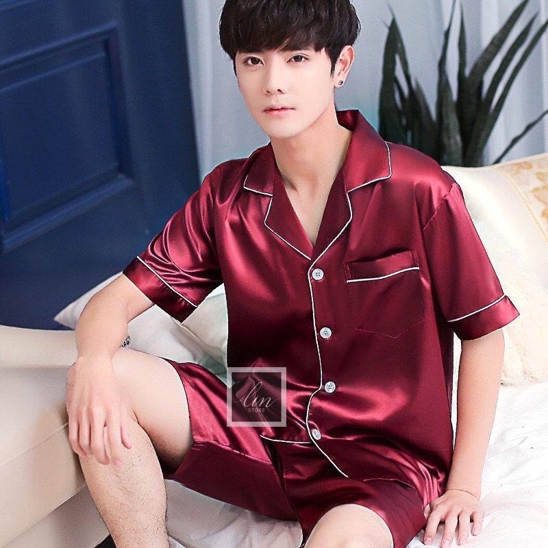 Đồ Bộ Pijama Lụa Nam Nữ Mặc Nhà Tay Ngắn Quần Cộc Mùa Hè Cao Cấp Bộ Đồ Ngủ Nam Nữ Lụa Siêu Xinh B57