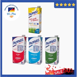 Sữa tươi không đường Promess 1 lít - Pháp: tách béo, nguyên kem, tăng canxi