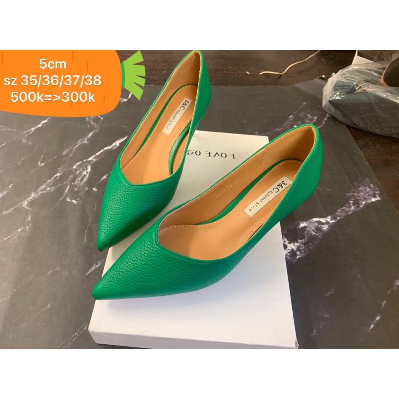 Giầy gót nhọn mũi tim da mềm