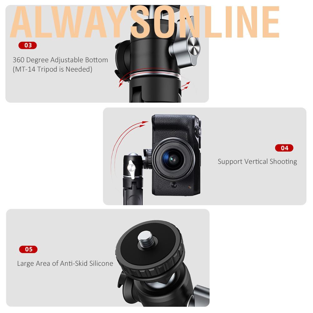 Alwaysonline Ulanzi U-Vlog Extend Tripod with Double Cold Shoe Ballhead Mount fr Phone Camera