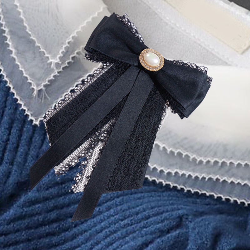 Ghim Cài Áo Hình Nơ Đính Ngọc Trai Giả Kiểu Vintage Cho Nữ