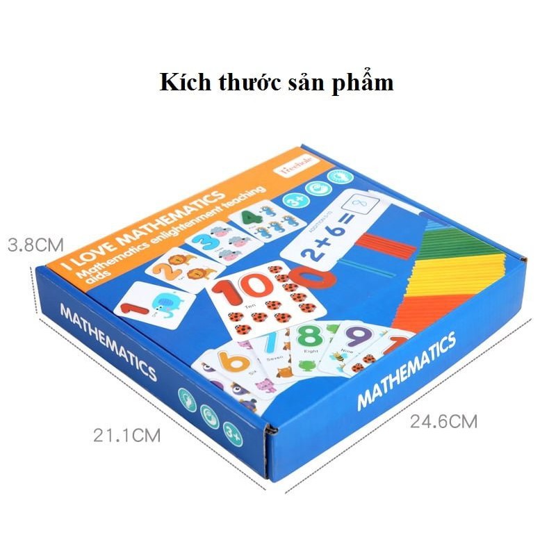 Bộ Que Tính Học Toán Kèm Thẻ flashcard Các Phép Tính - Chữ Số SD06