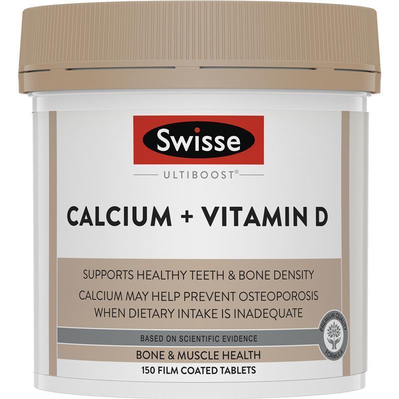 Viên uống Swisse Ultiboost Calcium + Vitamin D 150 viên, bổ sung canxi vitamin D, cải thiện sức khỏe hệ xương