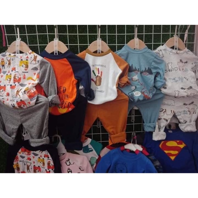 Combo 4 bộ quần áo dài tay thu đông cho bé