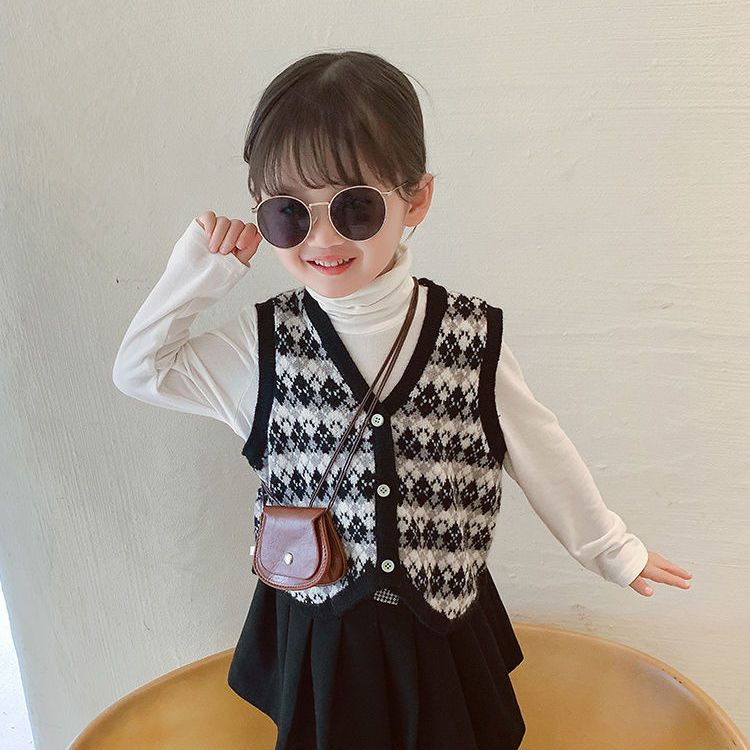 Áo Sweater Dệt Kim Không Tay Phong Cách Nhật Hàn Thời Trang Xuân Thu 2022 Mới Cho Bé Gái