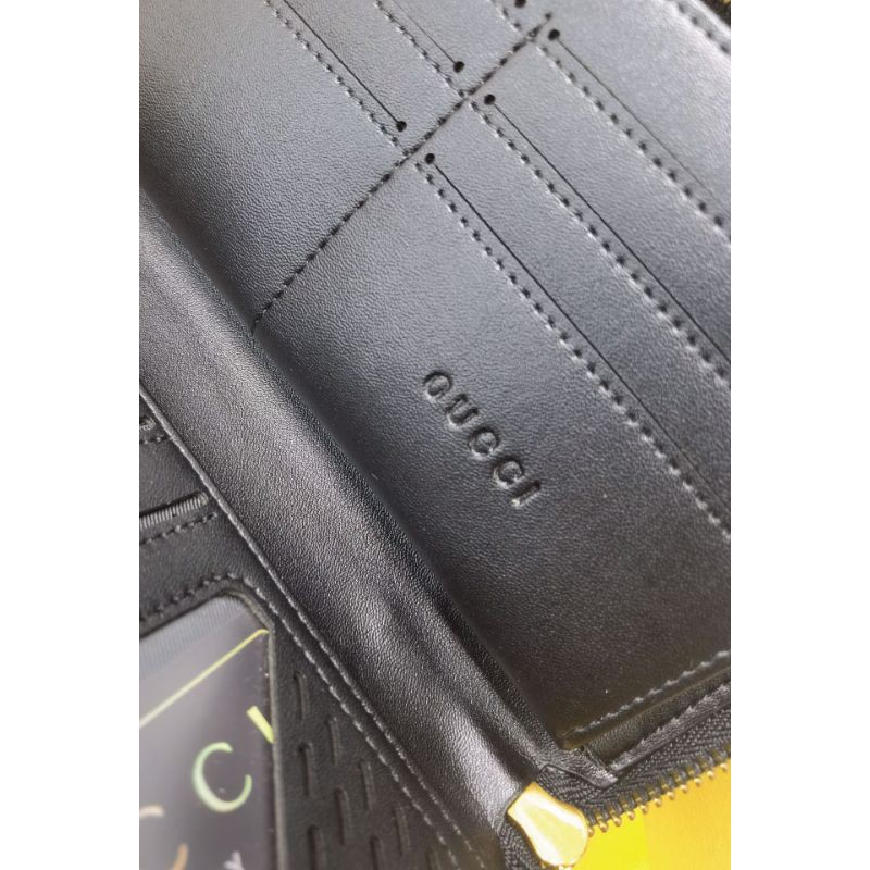 ví cầm tay nam da thật dáng dài kéo khóa có quai cầm tay dập logo GG Gucci GC